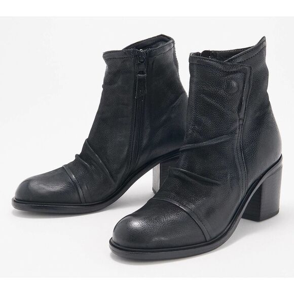 New Miz Mooz Womens Jordy Leather Heeled Boots Black Size EU 42 US 10.5-11